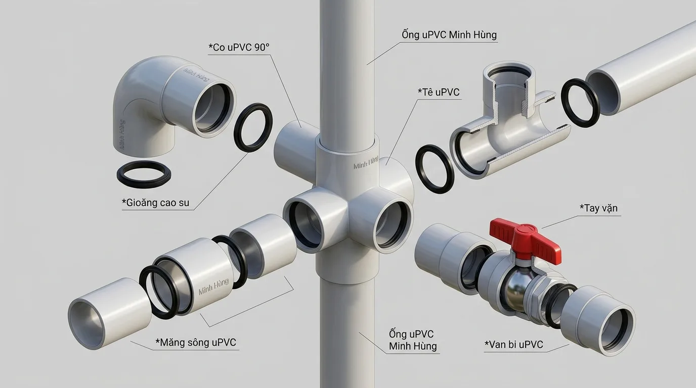 Ảnh minh hoạ: Cấu tạo nối uPVC Minh Hùng