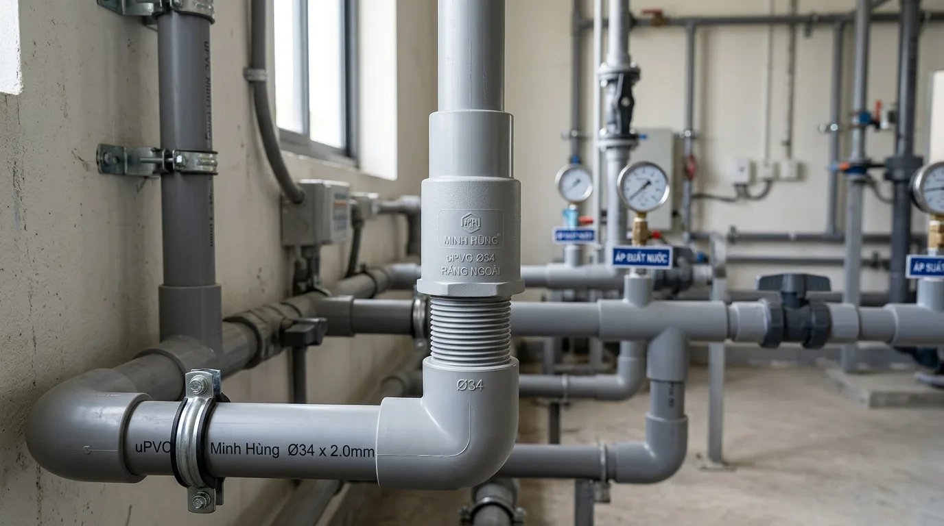 Ảnh minh hoạ: Nối răng ngoài uPVC Minh Hùng dùng trong hệ thống cấp nước
