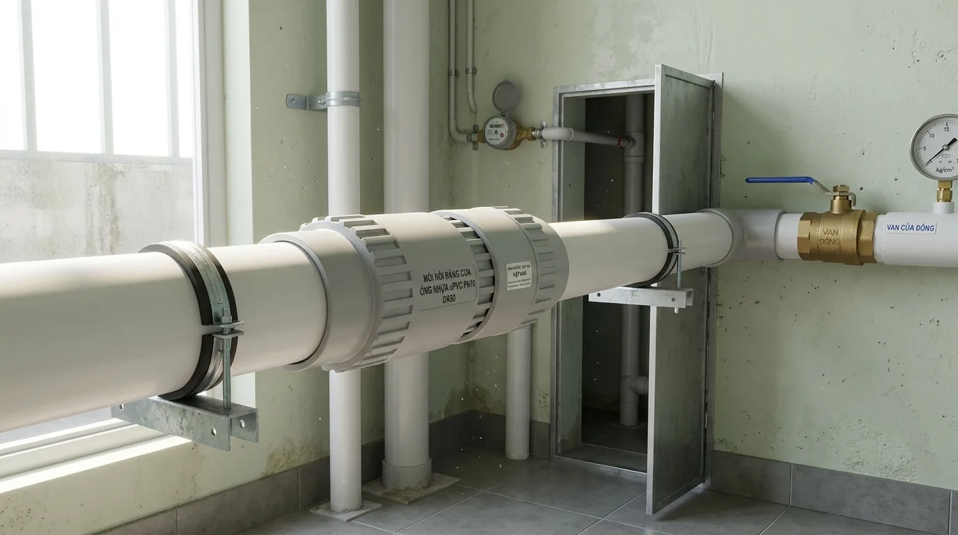 Ảnh minh hoạ: Nối răng trong uPVC Minh Hùng sử dụng trong hệ thống cấp nước