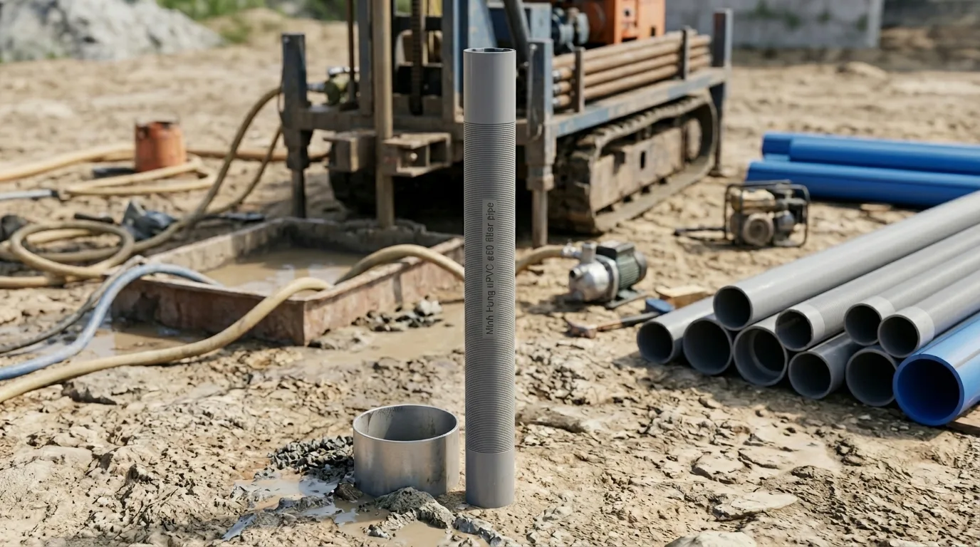 Ống lọc uPVC φ60 Minh Hùng cho giếng khoan bền ổn định