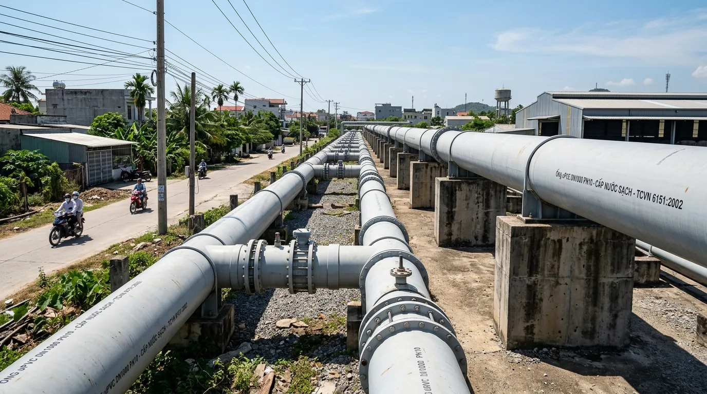 Ảnh minh hoạ: Ống nhựa uPVC đường kính lớn dùng trong hệ thống cấp nước