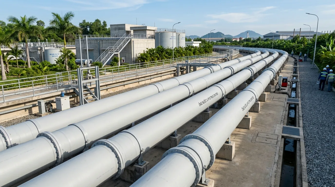 Ảnh minh hoạ: Ống nhựa uPVC đường kính lớn sử dụng trong hệ thống cấp nước