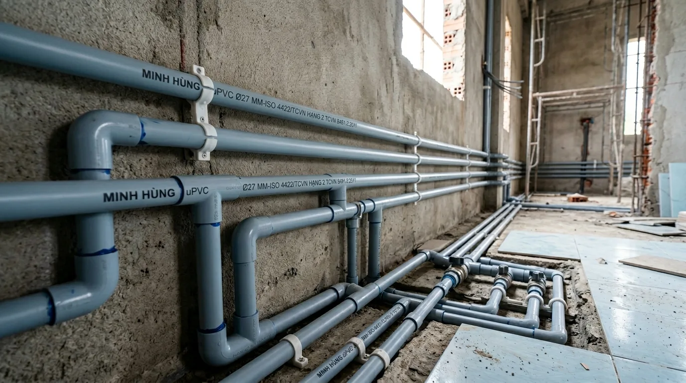 Ảnh minh hoạ: Ống nhựa uPVC phi 27 Minh Hùng dùng trong hệ thống cấp nước
