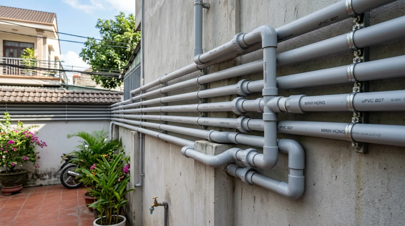 Ảnh minh hoạ: Ống nhựa uPVC phi 27 Minh Hùng sử dụng trong hệ thống cấp nước