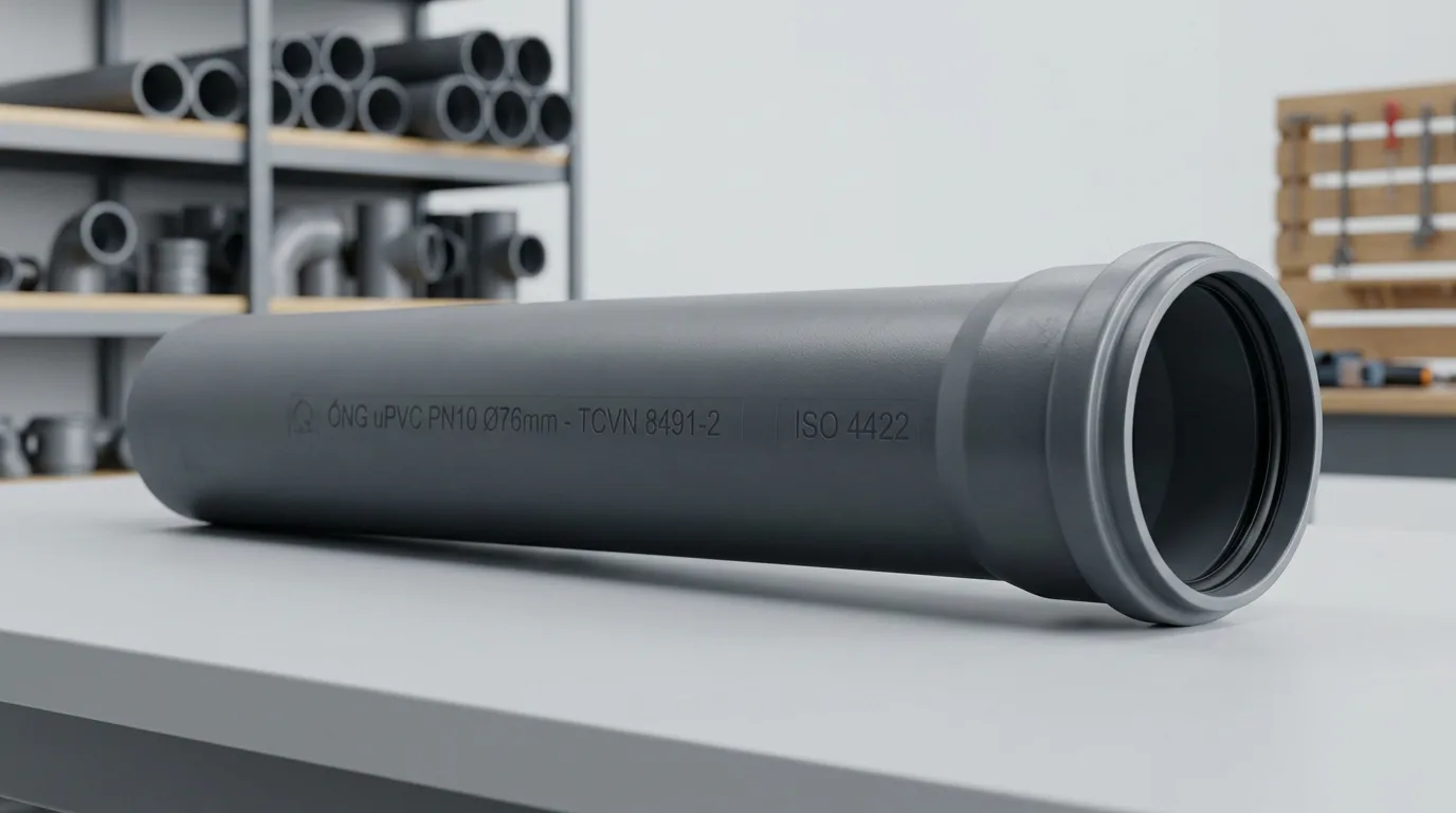Ống uPVC phi 76 Minh Hùng – Ống PVC 76mm cấp thoát nước