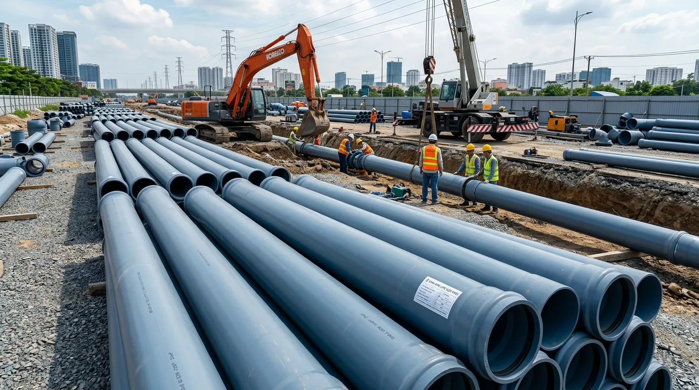 Ống nhựa uPVC φ220 Minh Hùng cho đường ống cấp nước lớn