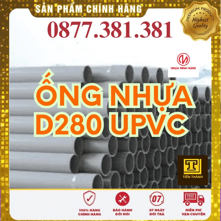 Ống nhựa uPVC φ280 Minh Hùng cho hệ thống cấp nước lớn