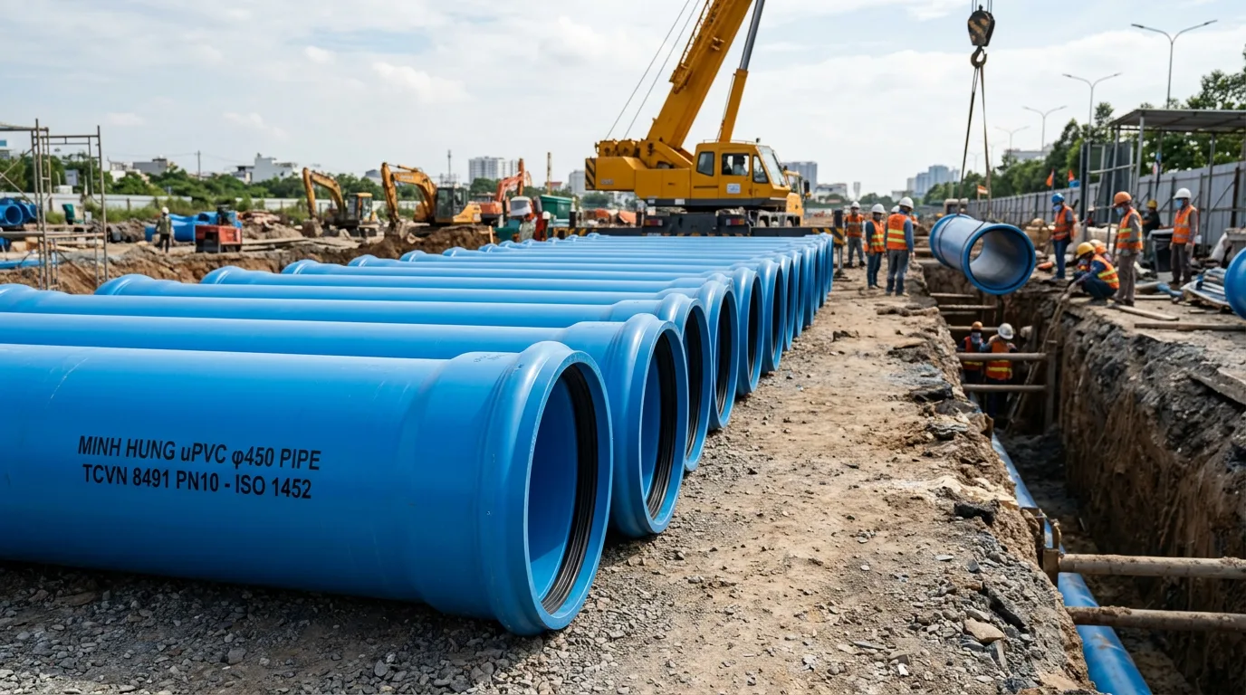 Ống nhựa uPVC φ450 Minh Hùng dùng cho hệ thống cấp nước lớn