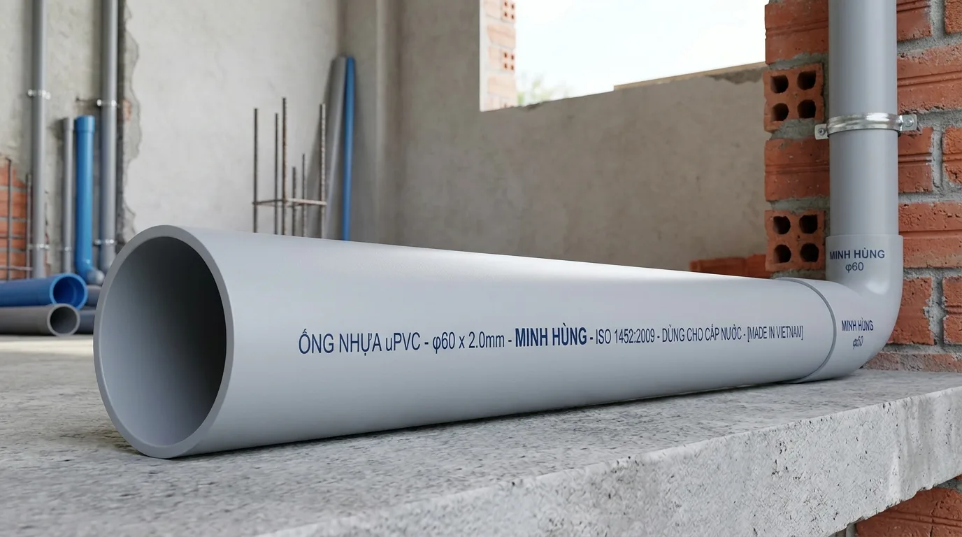 Ảnh minh hoạ: Ống nhựa uPVC φ60 Minh Hùng dùng trong hệ thống cấp nước