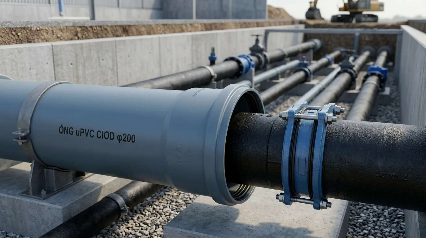 Ống uPVC CIOD φ200 dùng nối ống gang cho hệ cấp nước