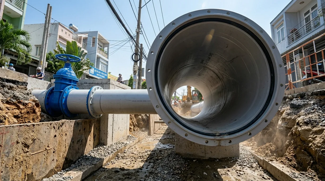 Ảnh minh hoạ: Ống uPVC DN315 dùng trong hệ thống cấp nước