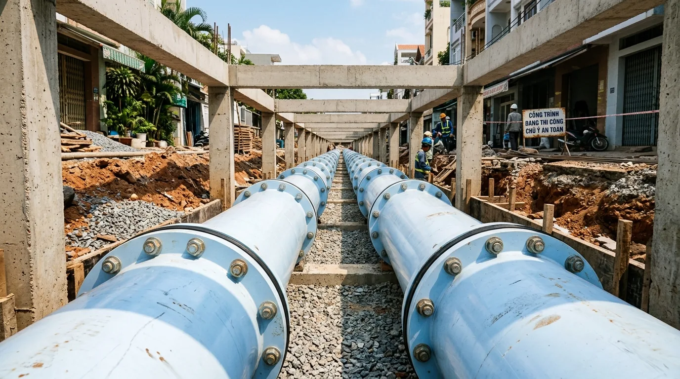 Ảnh minh hoạ: Ống uPVC φ500 sử dụng trong công trình cấp nước