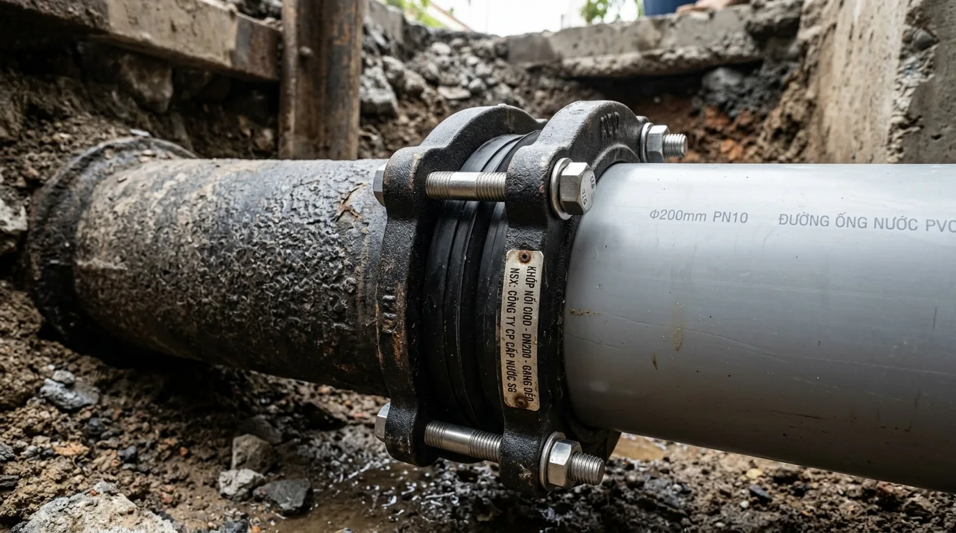 Ảnh minh hoạ: Phụ kiện CIOD nối ống gang và ống nhựa