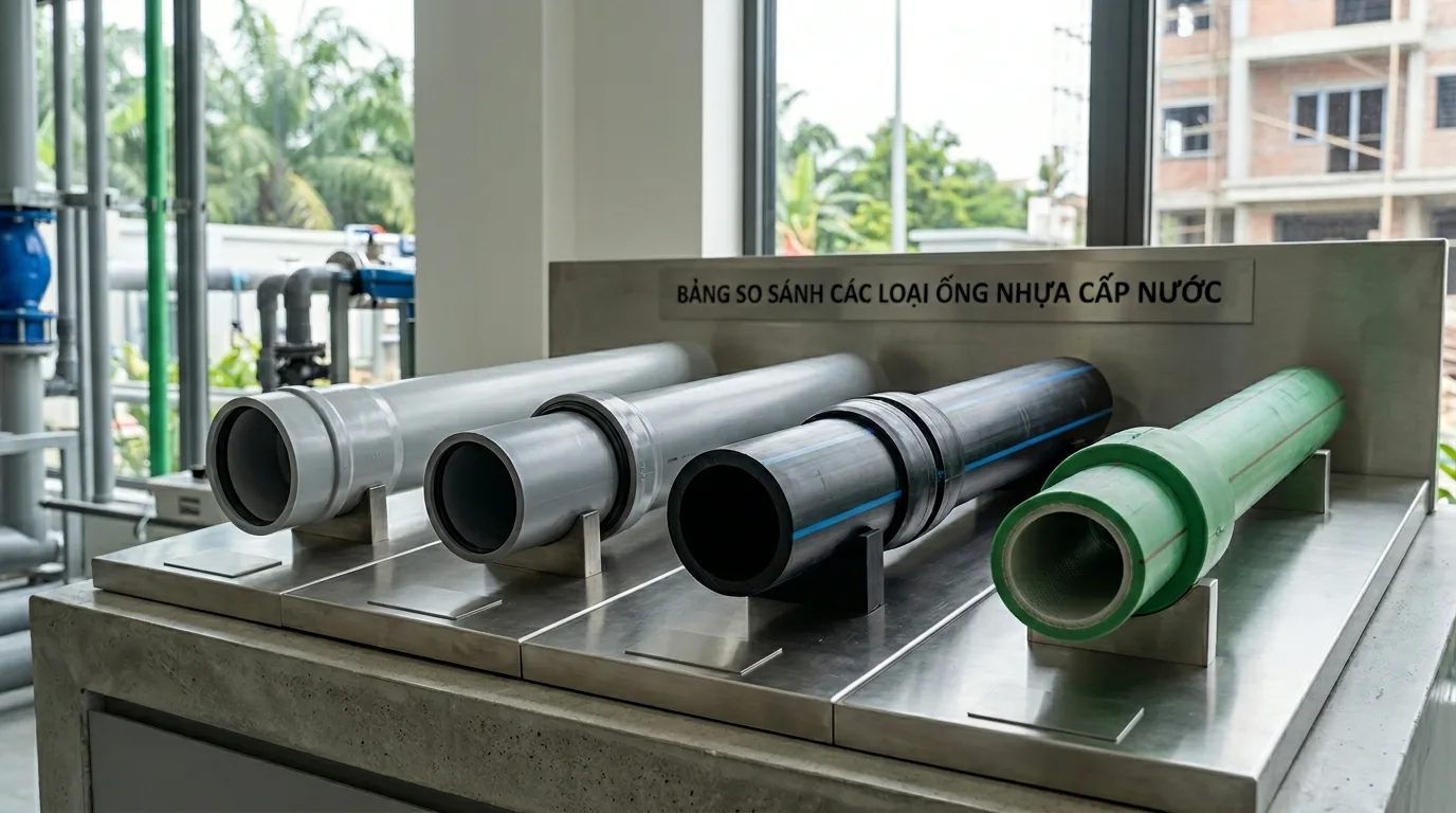 Ảnh minh hoạ: So sánh các loại ống nhựa dùng trong hệ thống cấp nước
