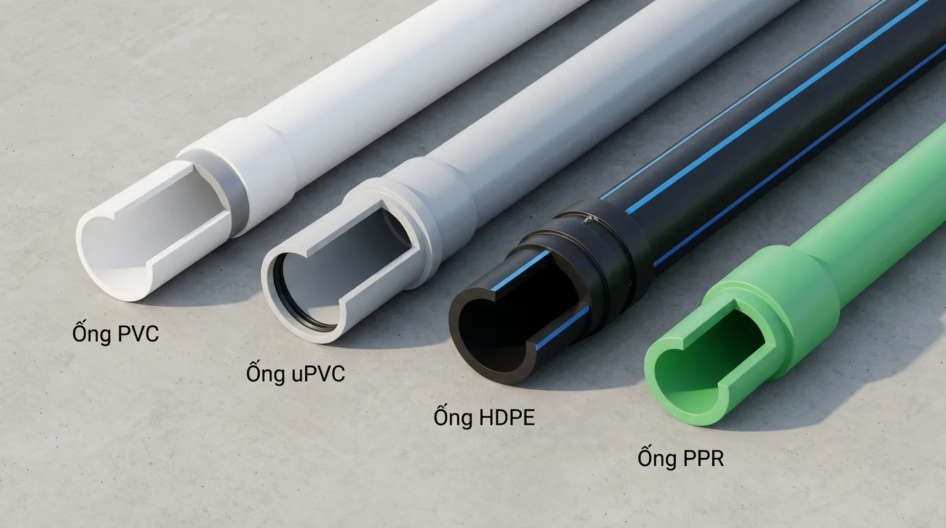 Ảnh minh hoạ: So sánh các loại ống nhựa dùng trong hệ thống cấp nước