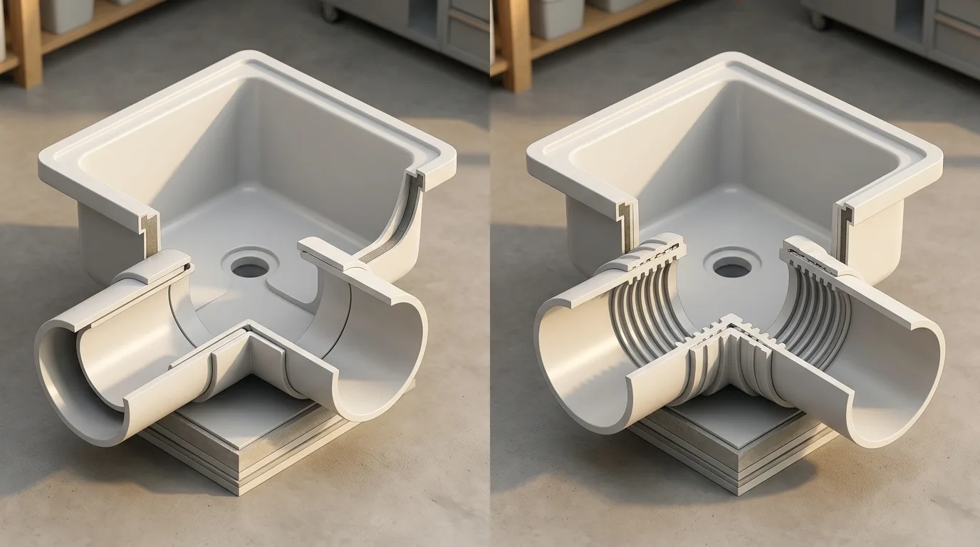 Ảnh minh hoạ: So sánh co nhựa thường và co răng trong thau uPVC