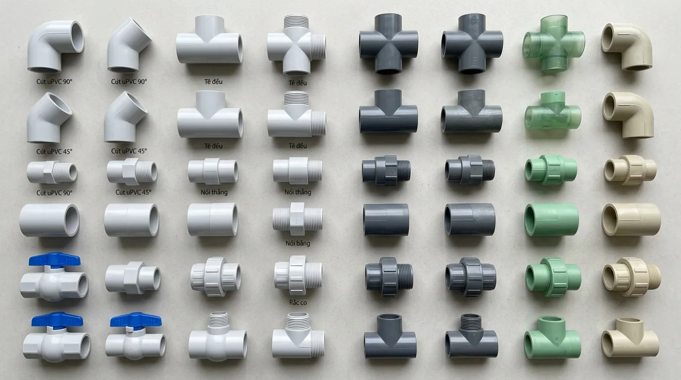 Ảnh minh hoạ: So sánh thỏ uPVC và các phụ kiện nối ống nhựa