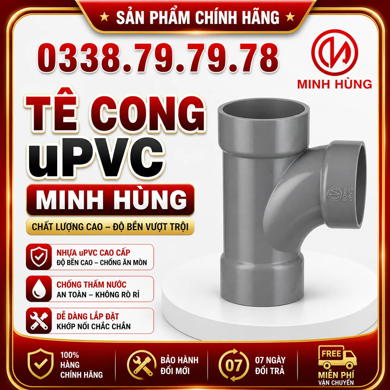Tê cong uPVC Minh Hùng – Phụ kiện chia nhánh cong