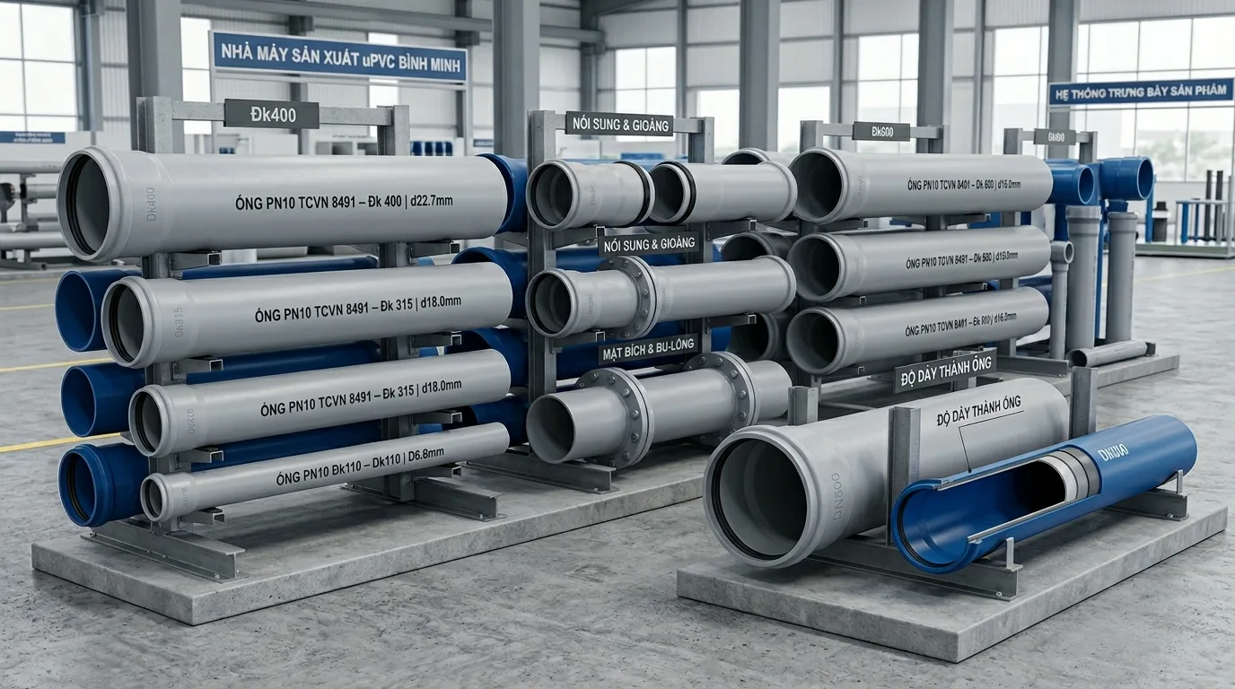 Ảnh minh hoạ: Thông số kỹ thuật ống nhựa uPVC đường kính lớn