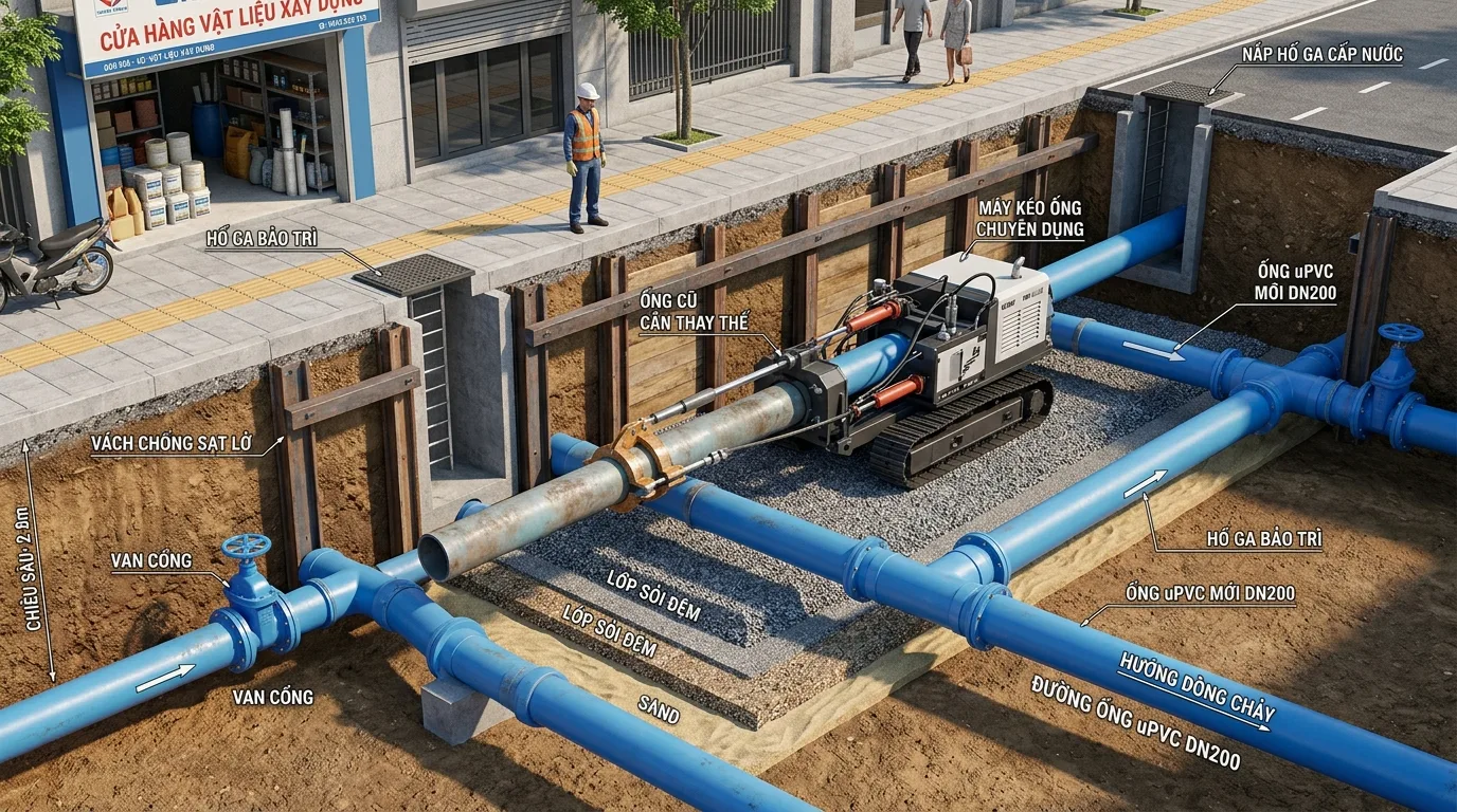 Ảnh minh hoạ: Ứng dụng rút uPVC trong hệ thống cấp nước