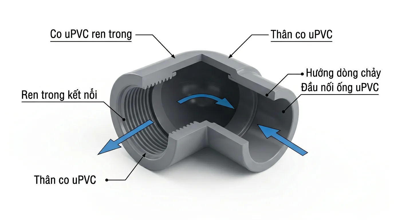 Co răng trong uPVC Minh Hùng – Phụ kiện nối ren trong ống nước