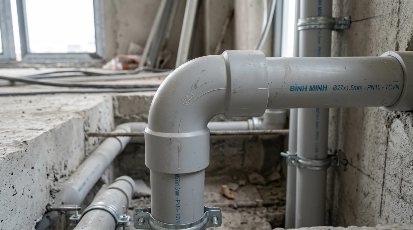 Ảnh minh hoạ: co nhựa uPVC dùng trong hệ thống đường ống nước