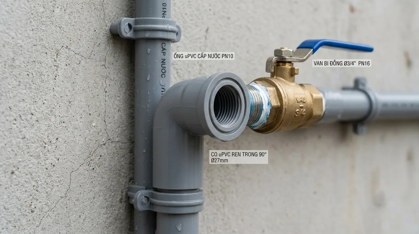 Co răng trong uPVC Minh Hùng – Phụ kiện nối ren trong ống nước