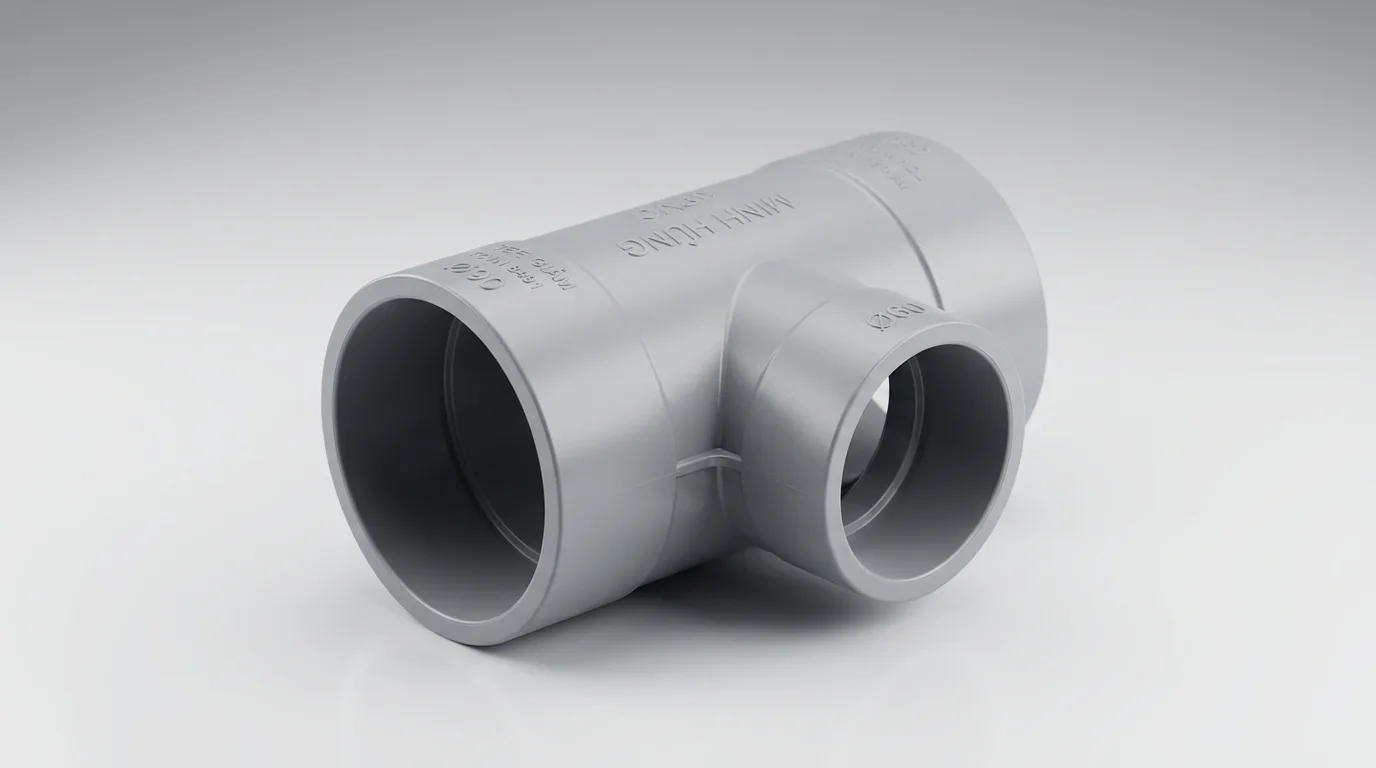 Ảnh minh hoạ: phụ kiện tê giảm uPVC Minh Hùng dùng để chia nhánh giảm kích thước ống