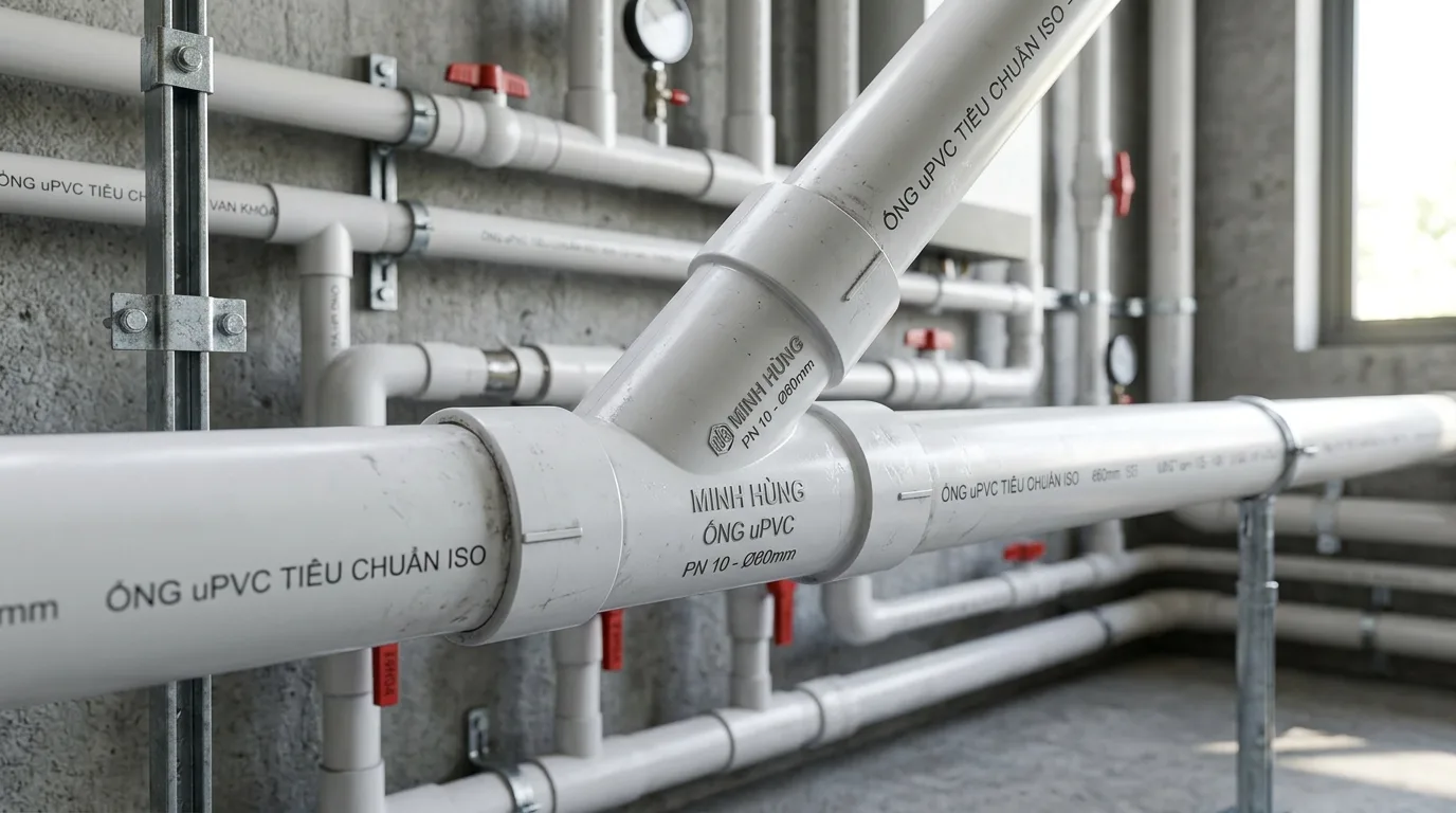 Ảnh minh hoạ: phụ kiện y giảm uPVC Minh Hùng trong hệ thống đường ống nước