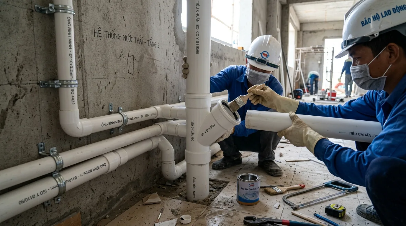 Ảnh minh hoạ: thi công lắp đặt phụ kiện y giảm uPVC