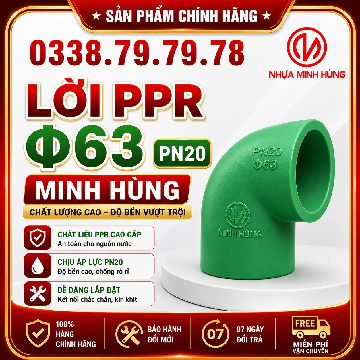 Lơi PPR phi 63 PN20 cho hệ thống PPR công trình lớn