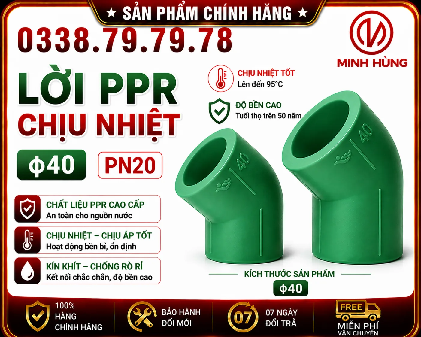 Lơi PPR φ40 PN20 dùng cho hệ thống ống nước nào?
