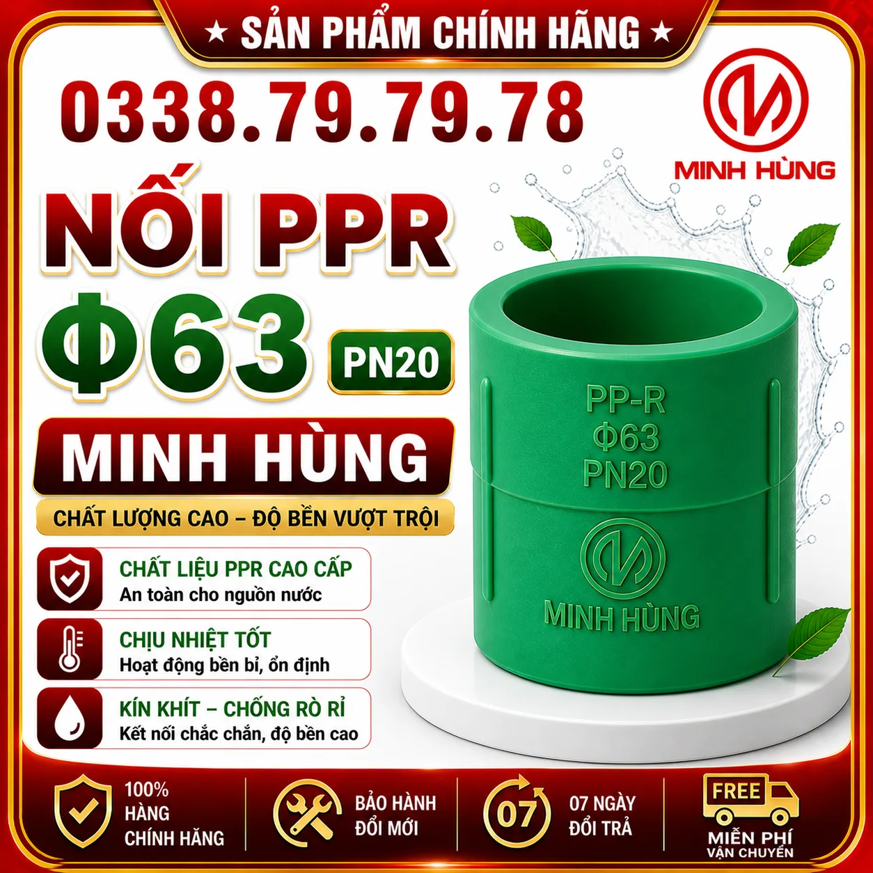 Nối PPR phi 63 PN20: Cách chọn đúng cho hệ thống lớn