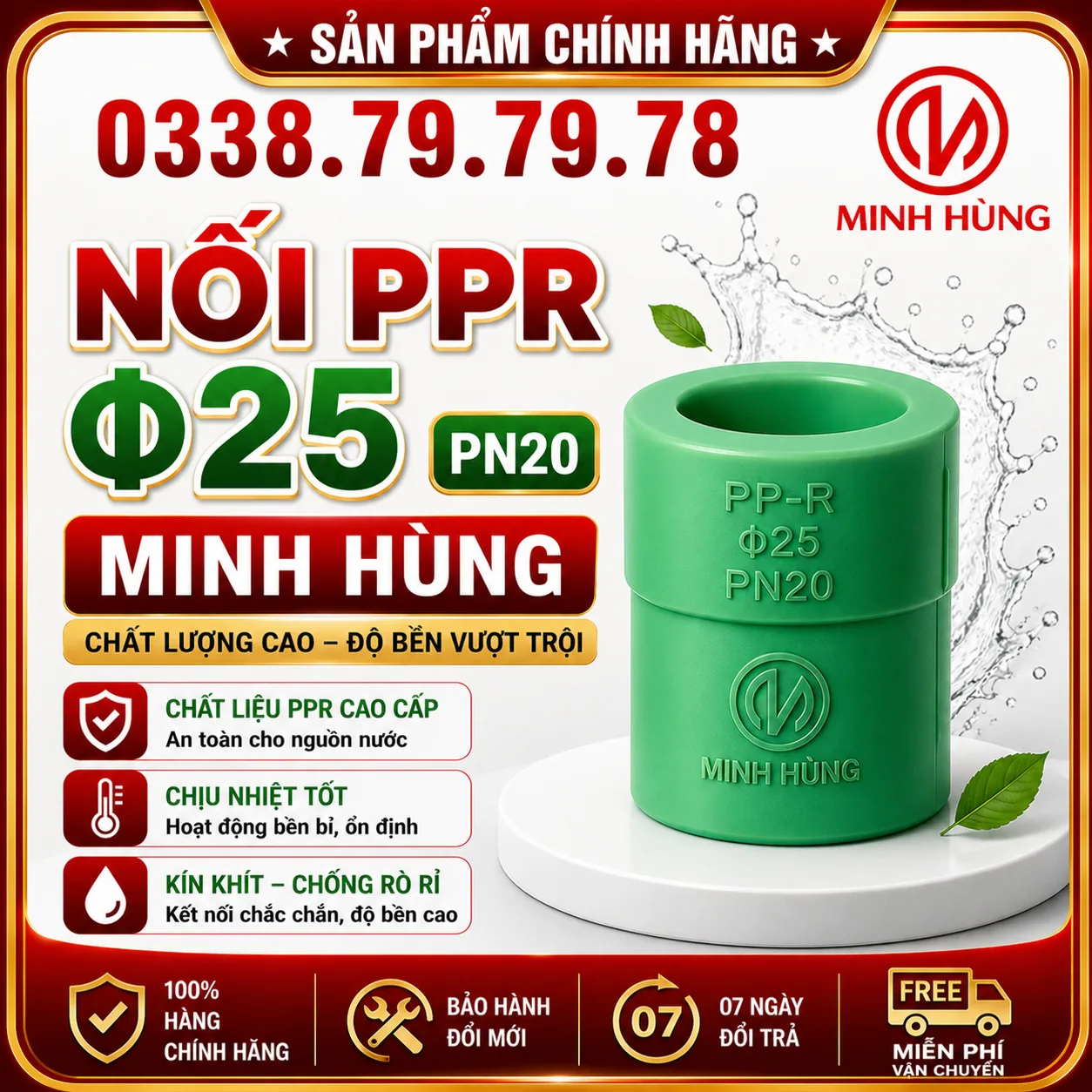 Nối PPR φ25 PN20: Giải pháp nối chuẩn cho hệ nước