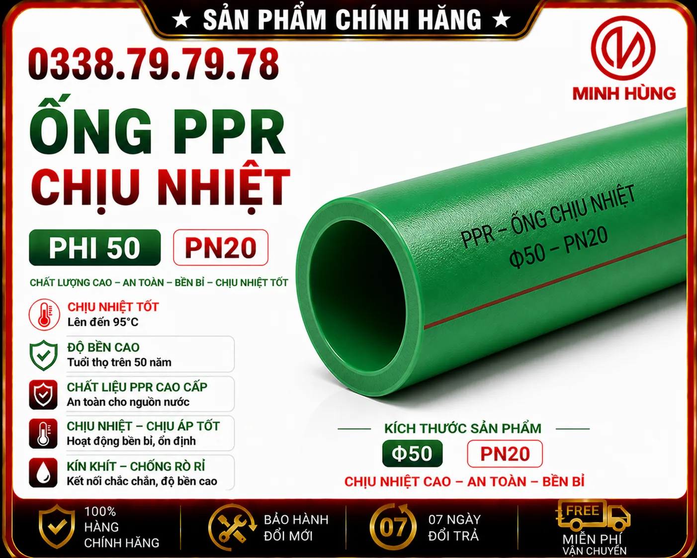Ống PPR phi 50 chịu nhiệt: lựa chọn tối ưu cho hệ nước lớn