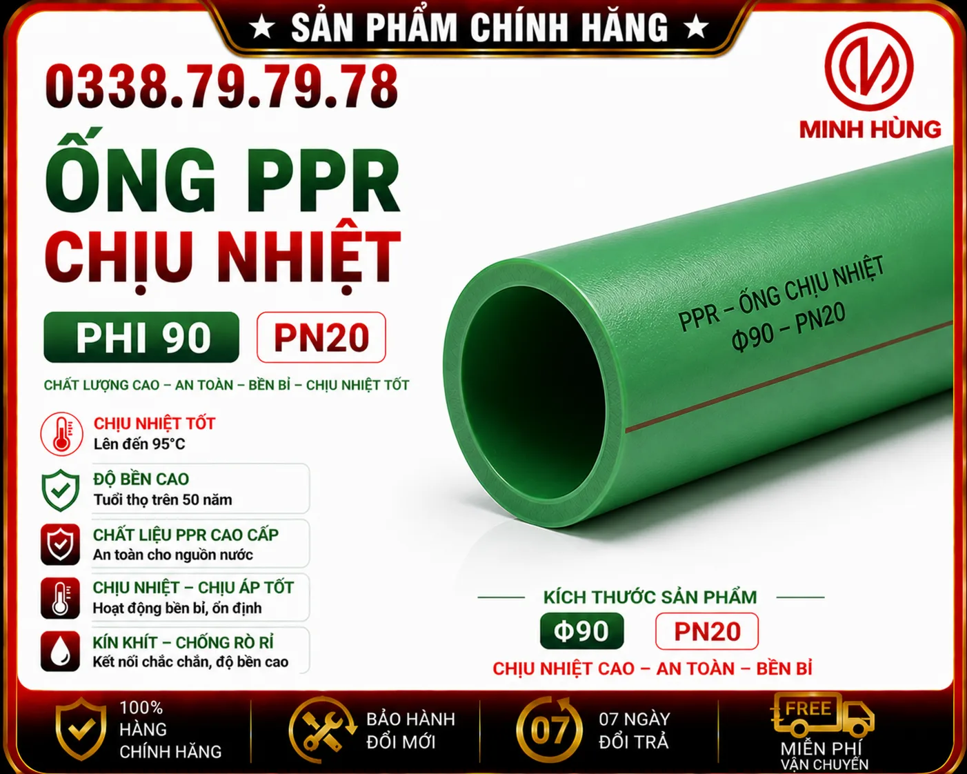 Ống PPR phi 90 chịu nhiệt cho hệ thống cấp nước quy mô lớn