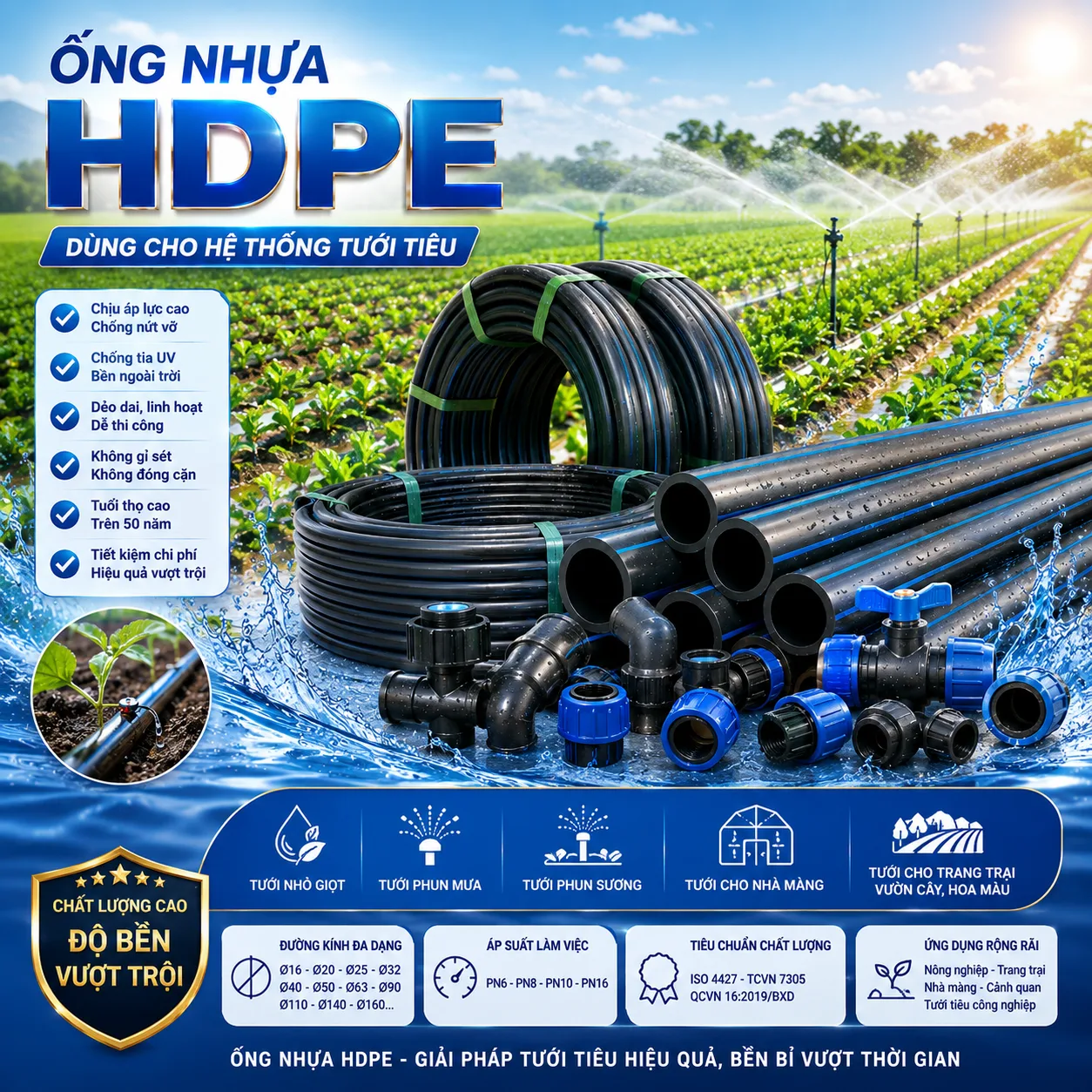 Ống nhựa HDPE cho tưới tiêu