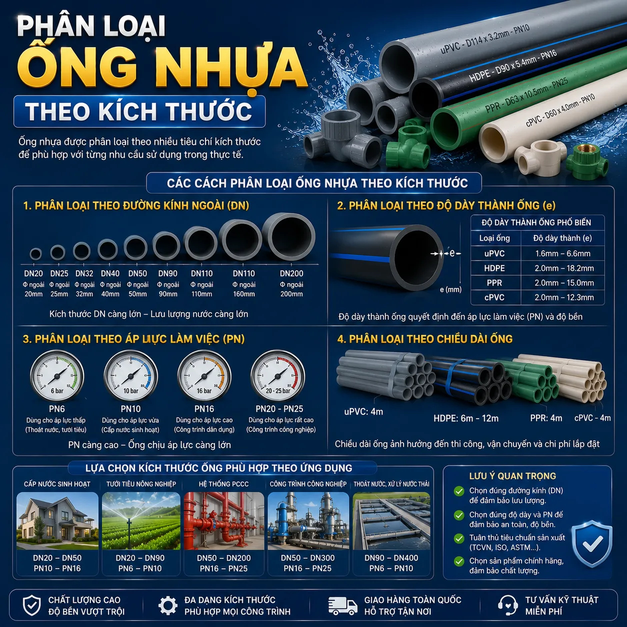Phân Loại Ống Nhựa Theo Kích Thước