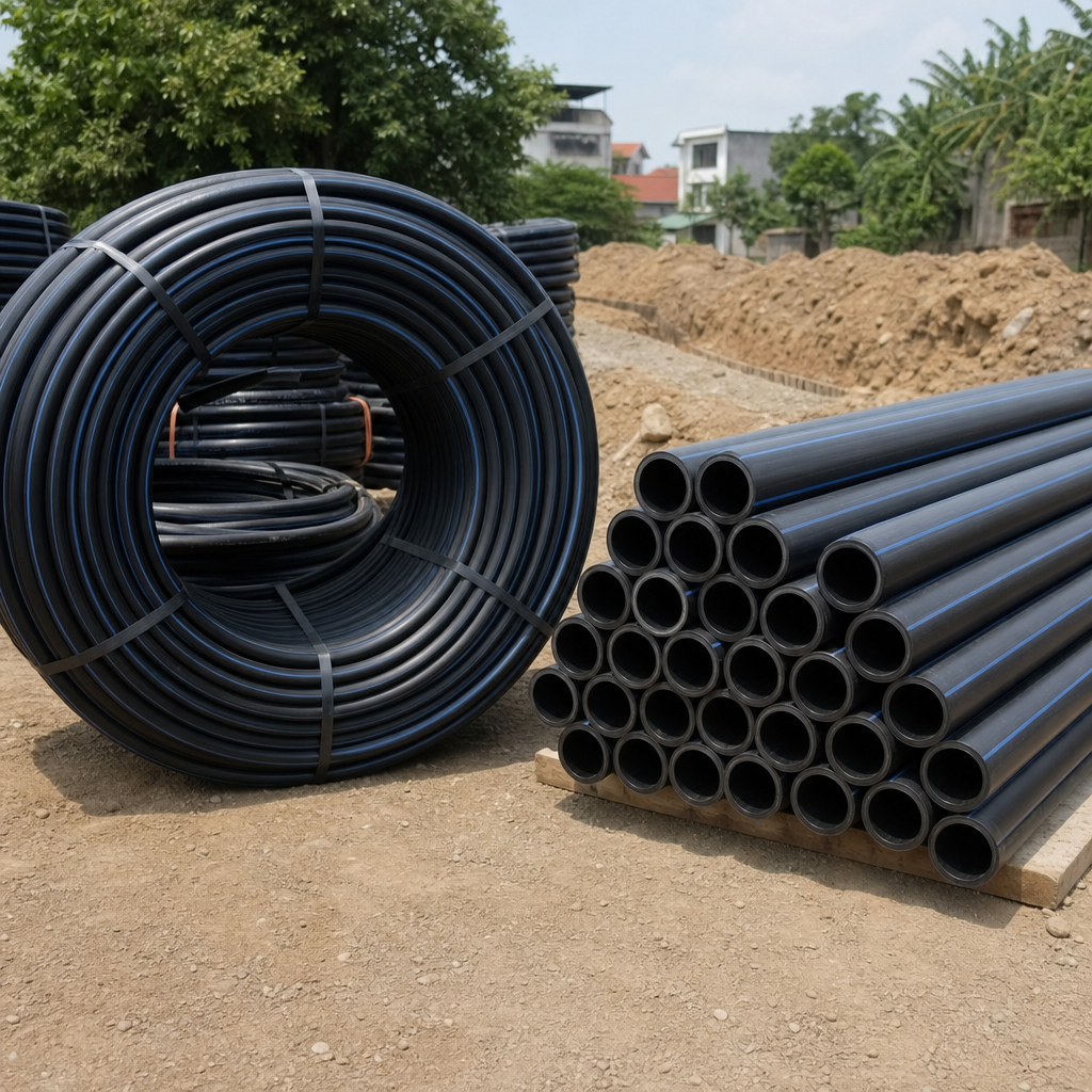 Ống HDPE cuộn hay cây khác nhau thế nào?