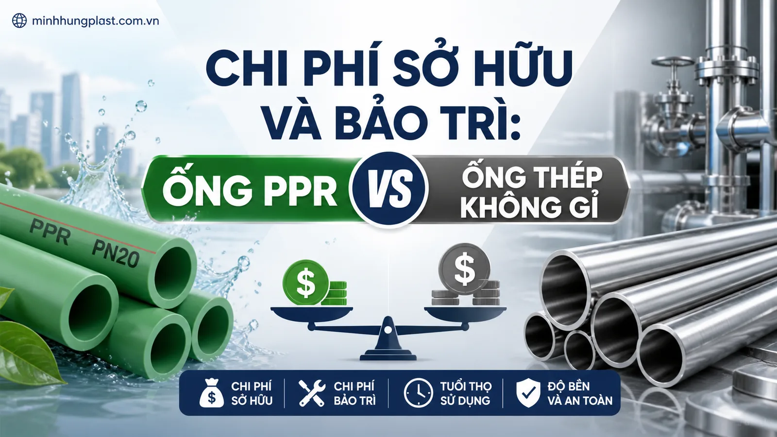 Chi Phí Sở Hữu và Bảo Trì: Ống PPR vs Ống Thép Không Gỉ