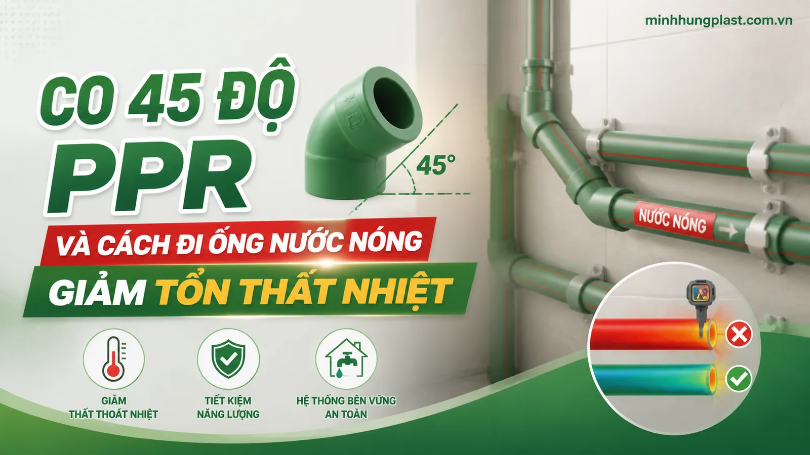 Co 45 Độ PPR Và Cách Đi Ống Nước Nóng Giảm Tổn Thất Nhiệt