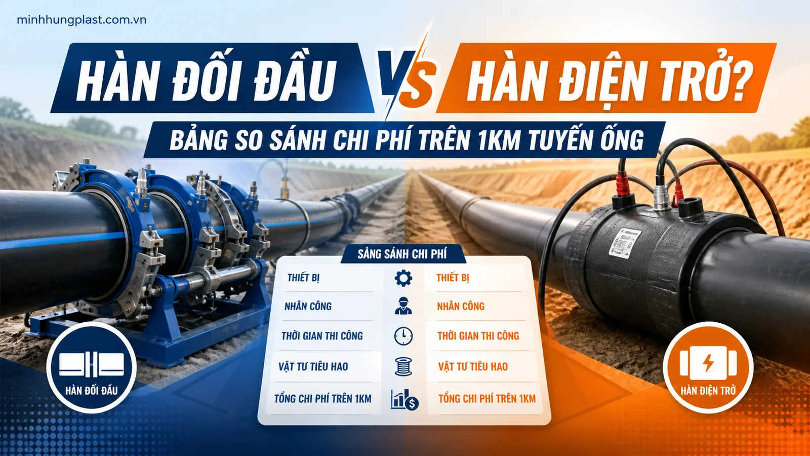 Hàn Đối Đầu Hay Hàn Điện Trở? Bảng So Sánh Chi Phí Trên 1km Tuyến Ống