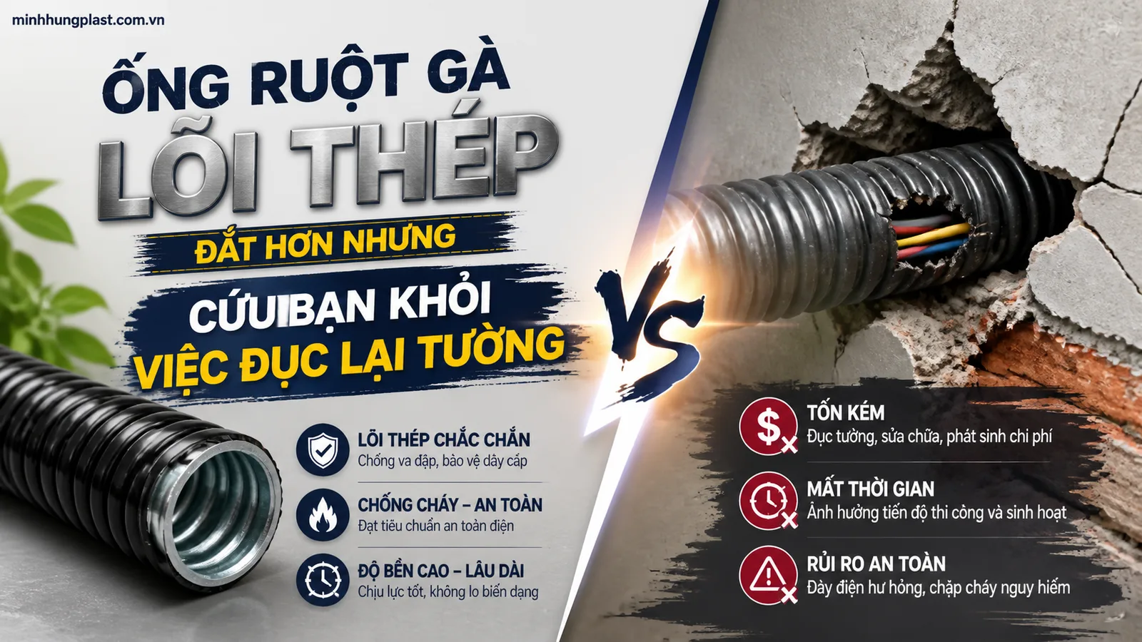 Ống Ruột Gà Lõi Thép: Đắt Hơn Nhưng Cứu Bạn Khỏi Việc Đục Lại Tường