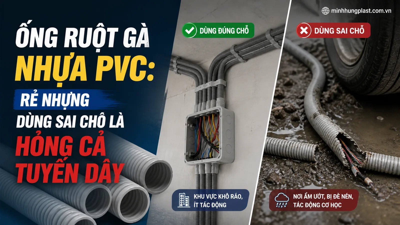 Ống Ruột Gà Nhựa PVC: Rẻ Nhưng Dùng Sai Chỗ Là Hỏng Cả Tuyến Dây
