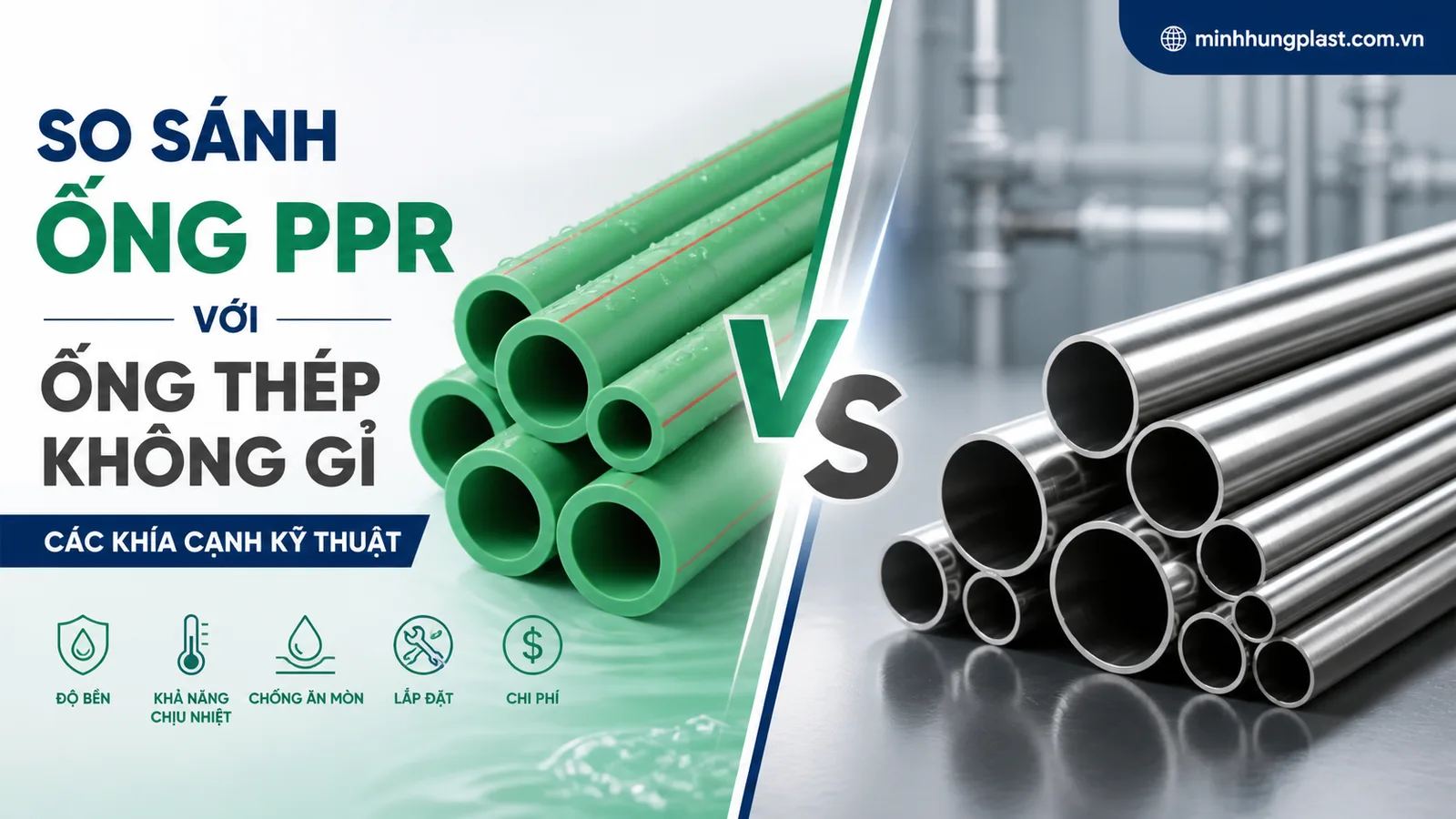 So sánh Ống PPR với Ống Thép Không Gỉ: Các Khía Cạnh Kỹ Thuật