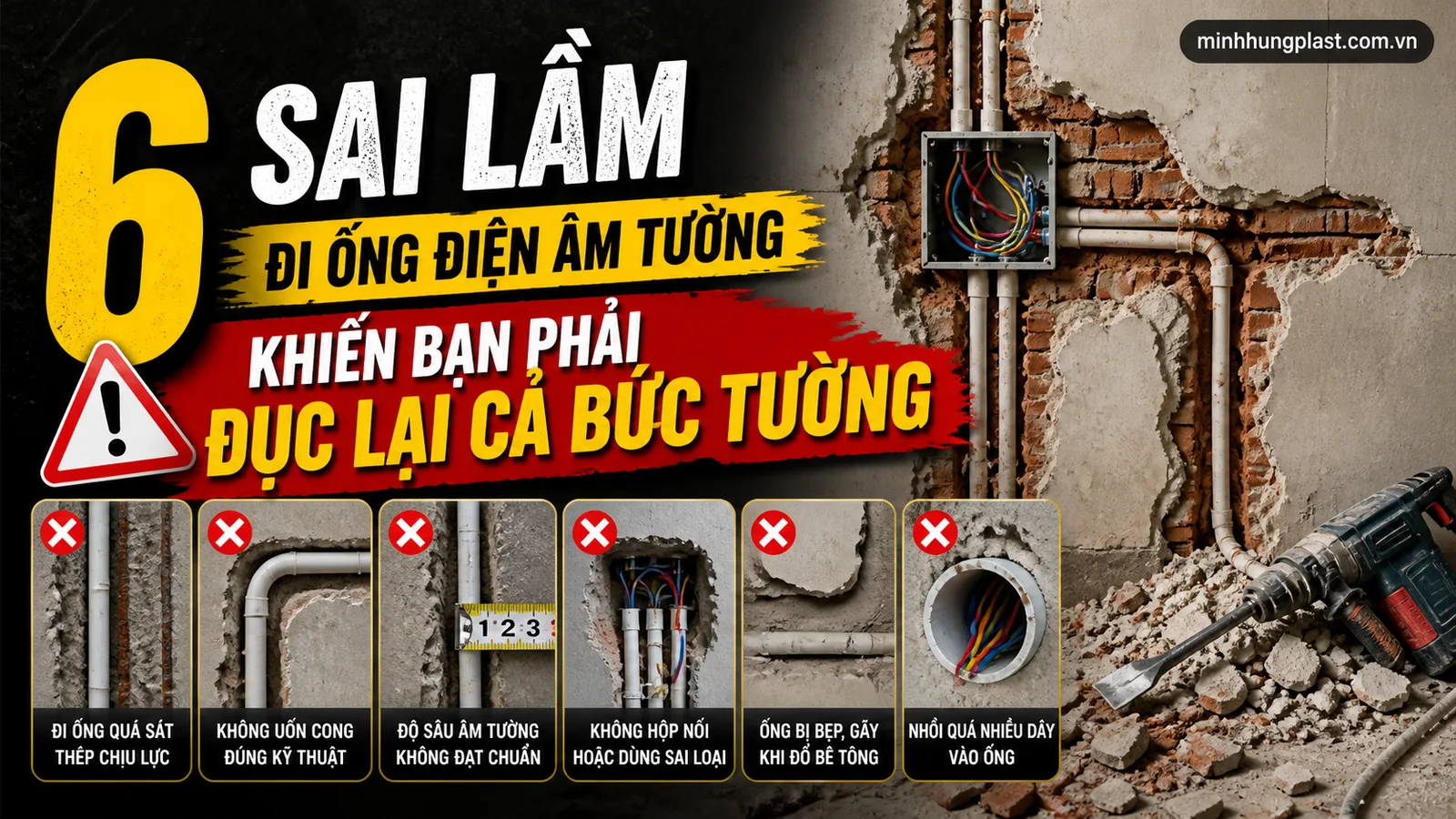 6 Sai Lầm Đi Ống Điện Âm Tường Khiến Bạn Phải Đục Lại Cả Bức Tường