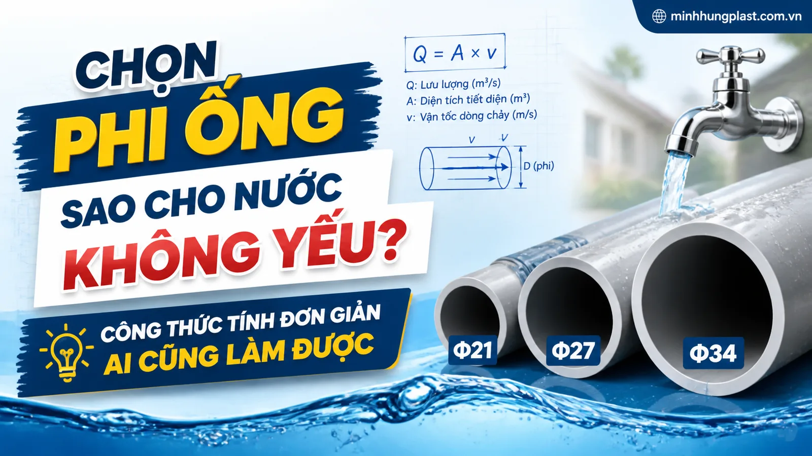 Chọn Phi Ống Sao Cho Nước Không Yếu? Công Thức Tính Đơn Giản Ai Cũng Làm Được