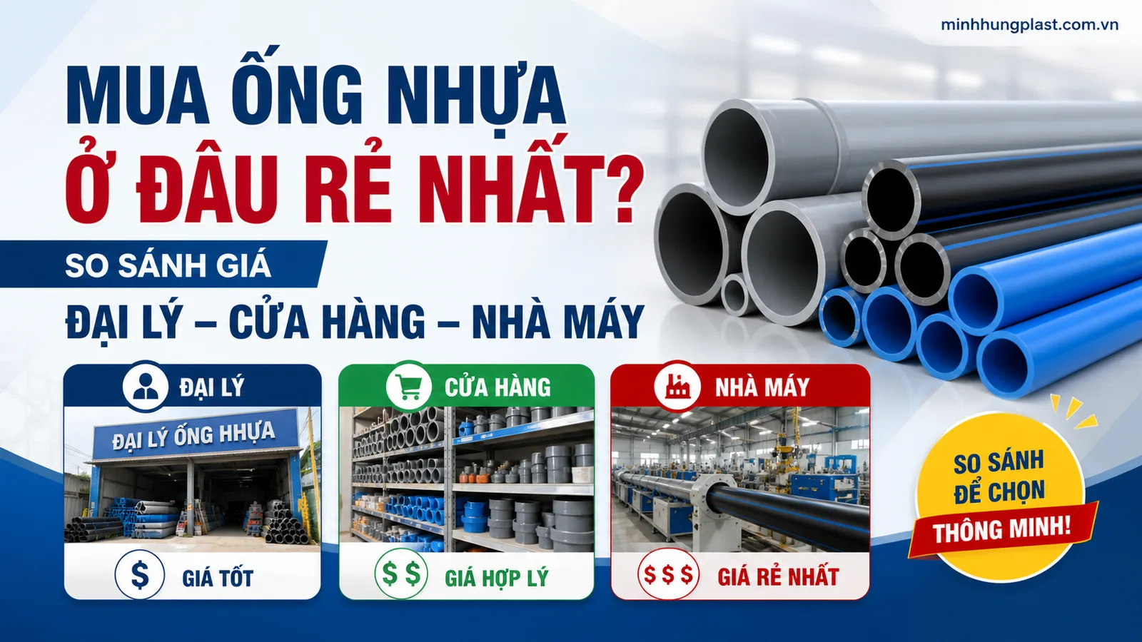 Mua Ống Nhựa Ở Đâu Rẻ Nhất? So Sánh Giá Đại Lý – Cửa Hàng – Nhà Máy