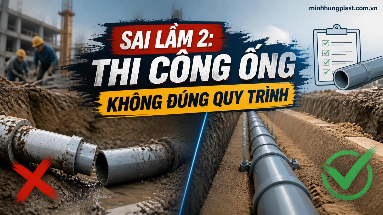 Sai Lầm 2: Thi Công Ống Không Đúng Quy Trình